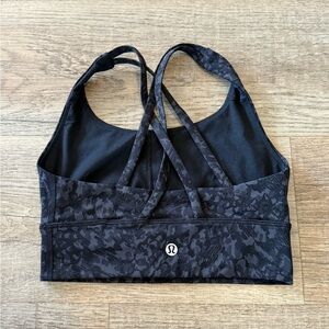 lululemon athletica Black Tonal Printed Crisscross Sports Bra